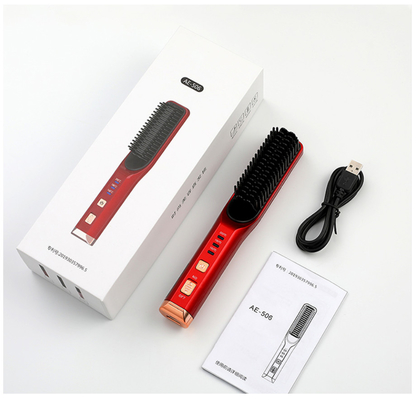 Akülü Saç Düzleştirici Fırça LED Ekran Taşınabilir USB Şarj Edilebilir Kablosuz